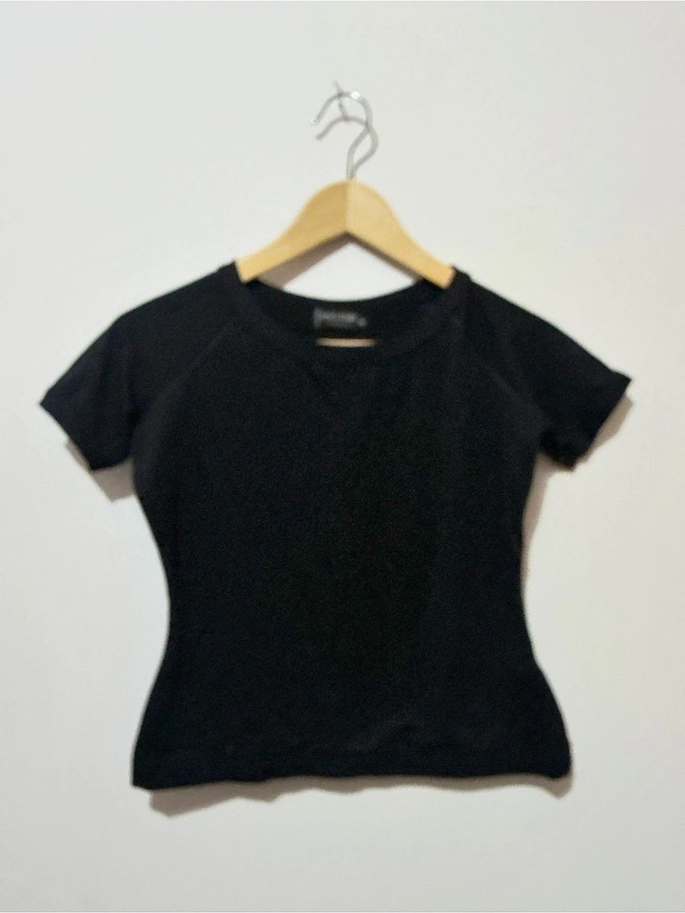 Vintage Anti-Flirt Paris Black Fitted Short Sleeve Top Made in France Size 3/XS